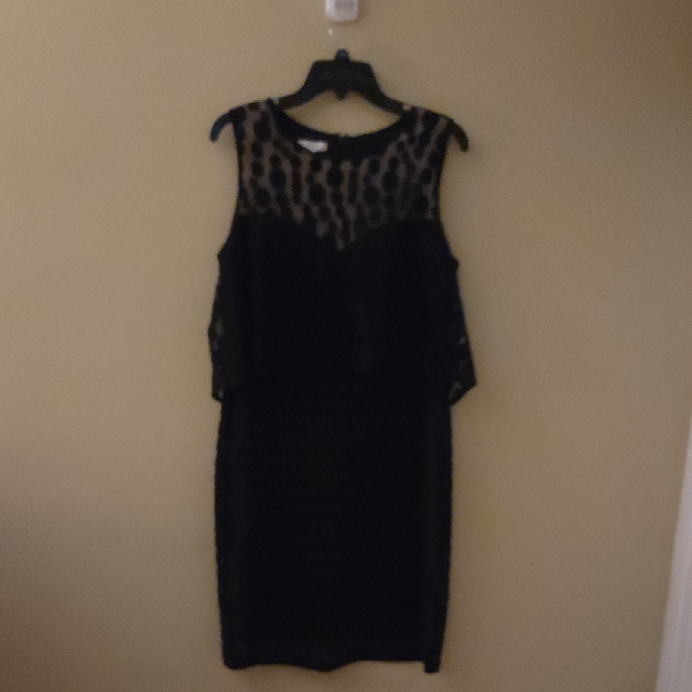 London Times Black Sleeveless Midi Dress